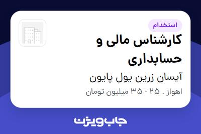  استخدام کارشناس مالی و حسابداری در آیسان زرین یول پایون