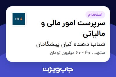  استخدام سرپرست امور مالی و مالیاتی در شتاب دهنده کیان پیشگامان