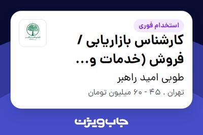  استخدام کارشناس بازاریابی / فروش (خدمات و تجهیزات و مرکز داده) در طوبی امید راهبر