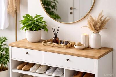  روی جاکفشی چی بذارم؟ راهنمای دکوراسیون ورودی منزل