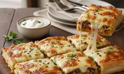  طرز تهیه پاریزلا ترکیه‌ای؛ در فر با خمیر یوفکا