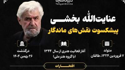  کارنامه هنری عنایت‌الله بخشی؛ پیشکسوت نقش‌های ماندگار