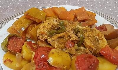  طرز تهیه تاس کباب مرغ با کدو حلوایی بدون یک قطره روغن