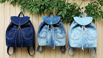  آموزش کامل دوخت کوله پشتی با شلوار لی قدیمی در خانه