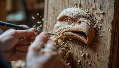  آموزش هنر خیره کننده کنده کاری عقاب روی چوب با ساده ترین ابزار