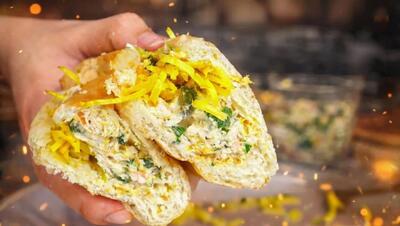  طرز تهیه ساندویچ سرد مرغ در ۵ دقیقه | از نمونه های آماده بازاری لذیذتر و ارزونتره