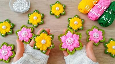  گل های کاموایی زیبا با روشی فوق العاده آسان