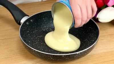  طرز تهیه دسر ۱ دقیقه ای با شیر تغلیظ شده و پودر کاکائو در ماهیتابه