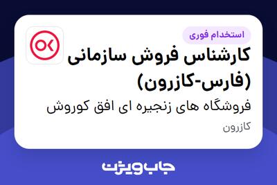  استخدام کارشناس فروش سازمانی (فارس-کازرون) در فروشگاه های زنجیره ای افق کوروش