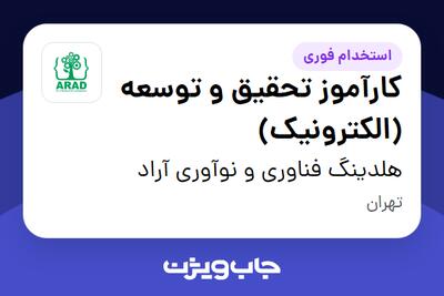  استخدام کارآموز تحقیق و توسعه (الکترونیک) در هلدینگ فناوری و نوآوری آراد