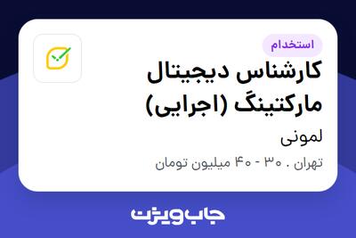  استخدام کارشناس دیجیتال مارکتینگ (اجرایی) در لمونی