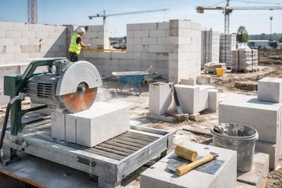  چگونه با بلوک بتنی و دستگاه برش بلوک، سرعت دیوارچینی را دو برابر کنیم؟