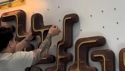  نصب هنری زیبا با چوب گردو و طلای ۲۴ عیار (فیلم)