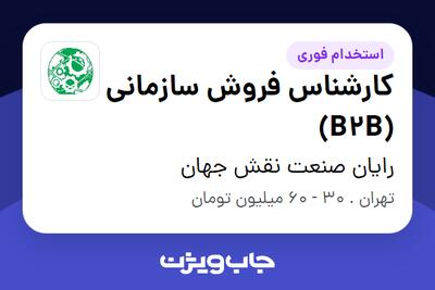  استخدام کارشناس فروش سازمانی (B2B) در رایان صنعت نقش جهان