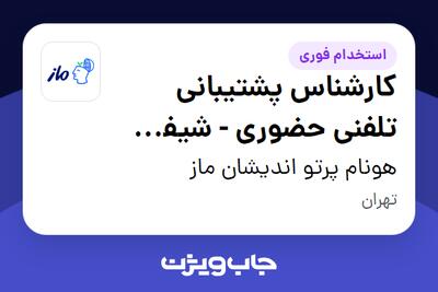  استخدام کارشناس پشتیبانی تلفنی حضوری - شیفت صبح در هونام پرتو اندیشان ماز