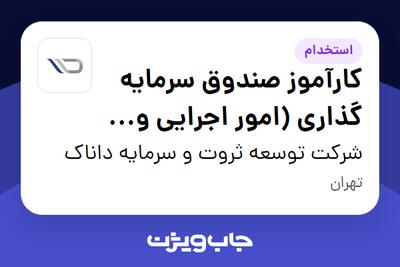  استخدام کارآموز صندوق سرمایه گذاری (امور اجرایی و حسابداری) در شرکت توسعه ثروت و سرمایه داناک