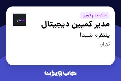  استخدام مدیر کمپین دیجیتال در پلتفرم شیدا