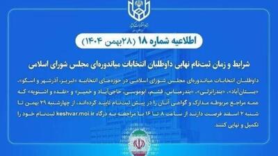  شرایط و زمان ثبت‌نام نهایی داوطلبان انتخابات میاندوره‌ای مجلس شورای اسلامی