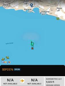  یک پهپاد ایرانی درحال فعالیت برفراز   دریای عمان