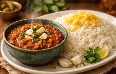  طرز تهیه میرزا قاسمی با برنج؛ دستور اصیل گیلانی