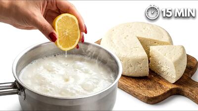  دیگه پنیر صنعتی نخر، لیمو رو به شیر داغ اضافه کن / پنیر خانگی در ۱۵ دقیقه آماده است!