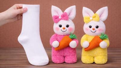  این خرگوش های بامزه از جوراب ساخته شده اند / آسان و کاربردی !