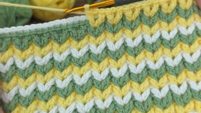  آموزش کامل بافت جناغی سه رنگ / خیلی زود یاد میگیری