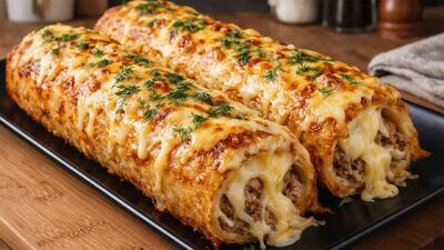  دستور پخت رولت سیب زمینی با گوشت چرخ کرده و پنیر / بدون شل شدن و وارفتن