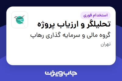  استخدام تحلیلگر و ارزیاب پروژه در گروه مالی و سرمایه گذاری رهاپ