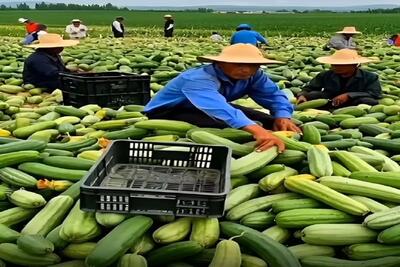  کشاورزی نوین؛ بچه های ده الکی بذر پاشیدن رو زمین یه عالمه بار خیار داده بزرگترا موندن