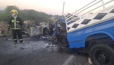  تصادف و انفجار هولناک نیسان حامل کپسول گاز با ۴ کشته