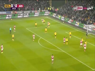  گل اول آرسنال به ولورهمپتون (ساکا)