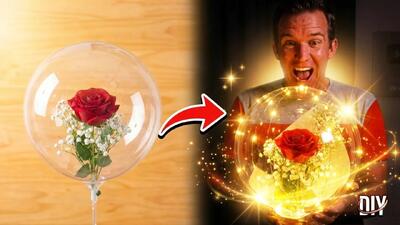  گل رز جادویی دست ساز در بادکنک حبابی با نور LED