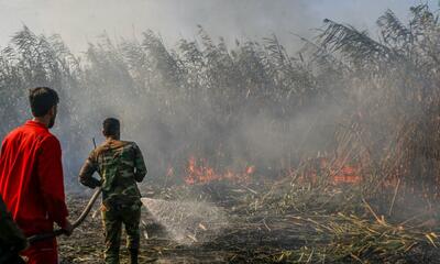  فرمانداری: ۶ هکتار از اراضی تالاب انزلی دچار آتش‌سوزی شد/ محیط‌زیست: حریق پس از برخورد با کانال‌های آب به صورت لکه‌ای و پراکنده شده و ۲ نقطه به طور همزمان در آتش می‌سوزند