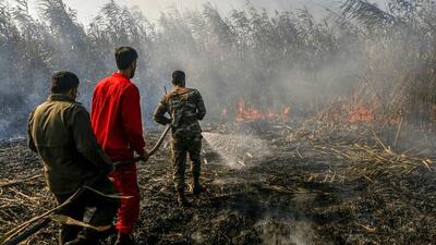  آتش‌سوزی در تالاب انزلی