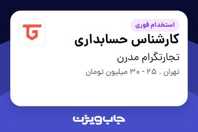  استخدام کارشناس حسابداری - خانم در تجارتگرام مدرن