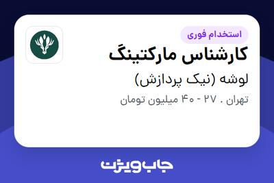  استخدام کارشناس مارکتینگ - خانم در لوشه (نیک پردازش)