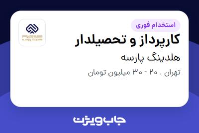  استخدام کارپرداز و تحصیلدار - آقا در هلدینگ پارسه