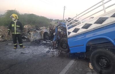  تصادف مرگبار نیسان حامل کپسول گاز با پژو/ آمار فوتی‌ها + عکس