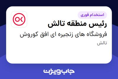  استخدام رئیس منطقه تالش - آقا در فروشگاه های زنجیره ای افق کوروش
