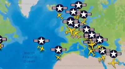  تصاویر راداری تحرکات هوایی ارتش آمریکا در یک هفته اخیر در خاورمیانه