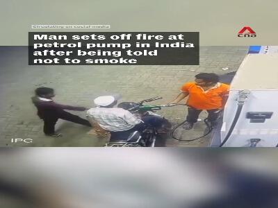  آتش‌سوزی عمدی یک موتورسیکلت در پمپ‌ بنزین