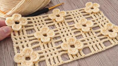  مدل قلاب بافی جدید سه بعدی گلدار | آموزش ساده و شیک برای همه