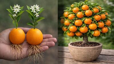  نحوه کاشت پرتقال با زردچوبه و سیر / با ۱ عدد پرتقال درخت پرتقال بکار