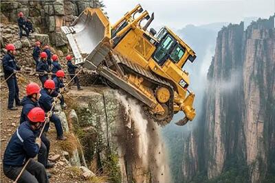  ابزارآلات غول پیکر؛ مهارت‌ اپراتور بولدوزر آنقدر دیوانه‌کننده اس فکر می‌کنید ساختگیه