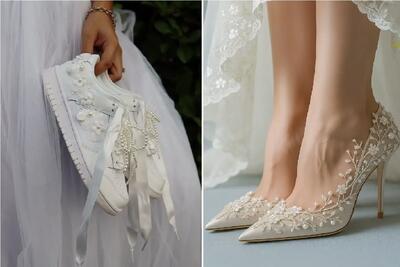  از پاشنه‌بلندهای لاکچری تا کتونی‌های ترند؛ راهنمای انتخاب کفش عروس برای شبی بی‌دردسر