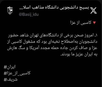  بسیج دانشجویی دانشگاه مذاهب اسلامی: دانشجونما‌ها در تجمعات امروز به دنبال کاسبی از عزای مردم بودند + عکس