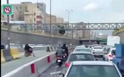  فیلم صحنه موبایل قاپی در ترافیک اتوبان امام علی (ع)