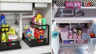  چگونه کابینت زیر ظرفشویی را از شلوغ‌ترین نقطه آشپزخانه به فضایی منظم تبدیل کنیم؟