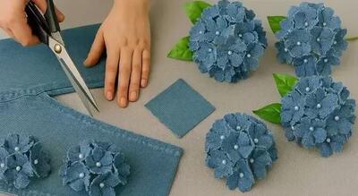  تبدیل شلوار جین قدیمی به دسته گل زیبا و دیدنی !